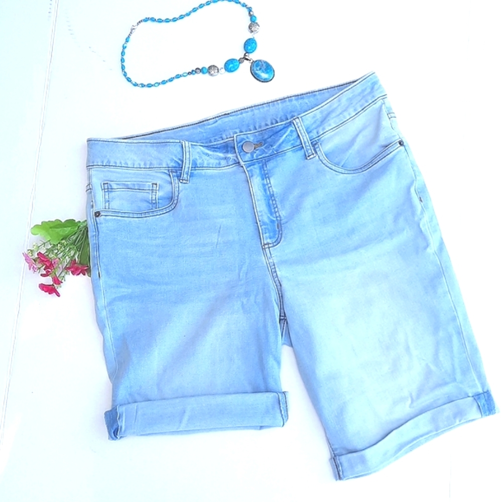 GEORGE Light Faded Blue Jean Bermuda Shorts